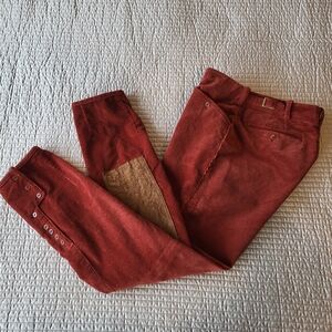 Ralp Lauren Red Corduroy Pants with Brown Accents